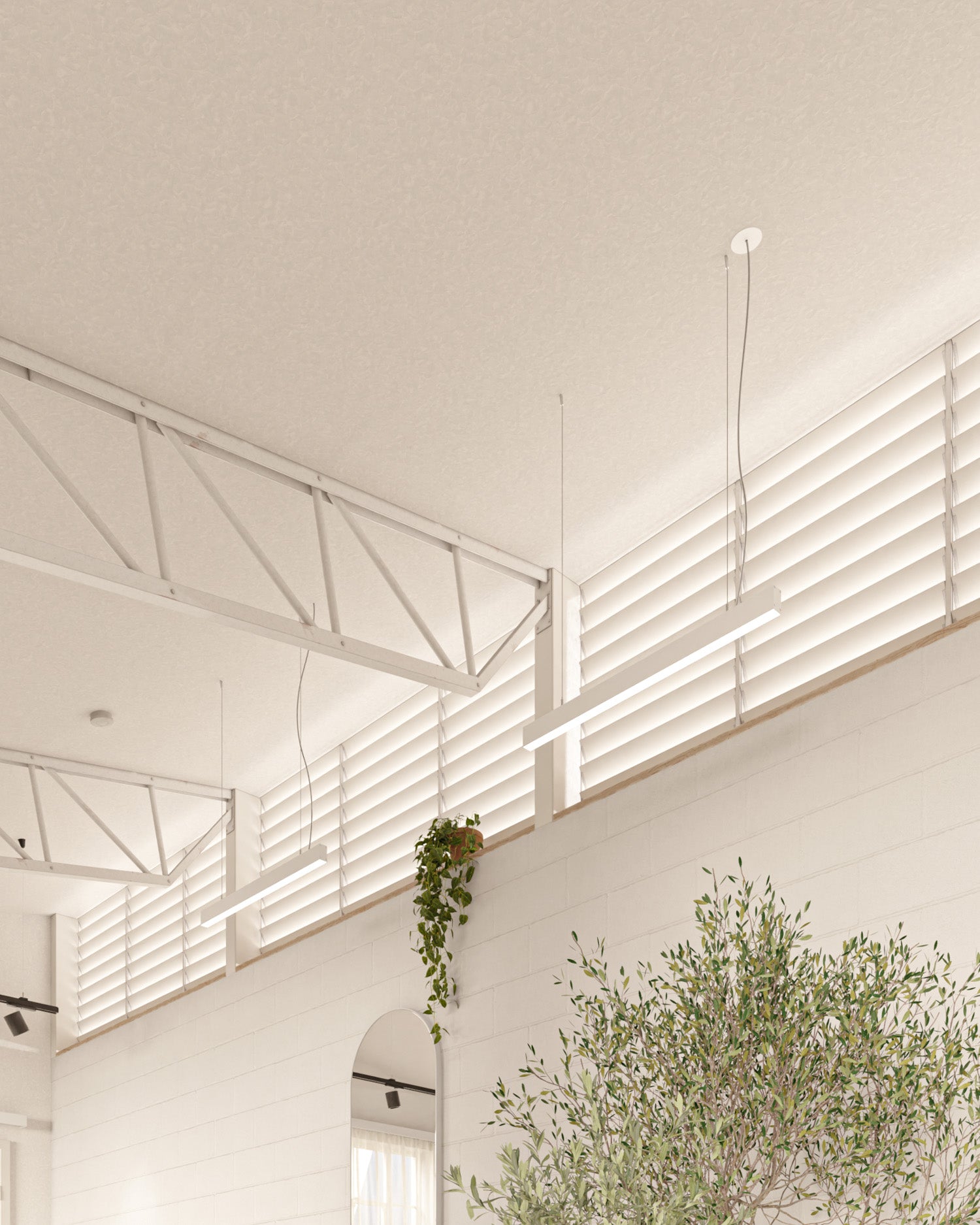 Sunbeam LED - White salon light in steel wire